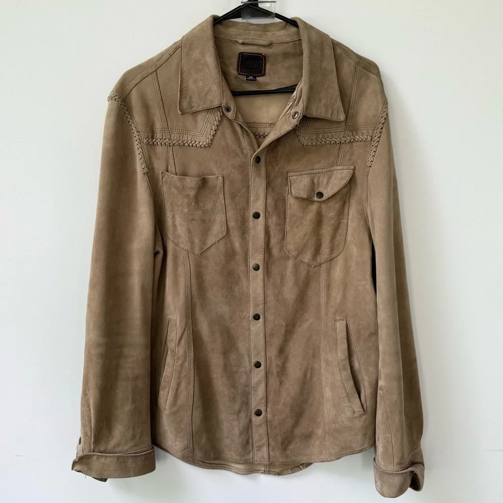 Vintage Wilson’s Leather House of Suede 100% Leather Jacket Brown Braided Zip Up - Picture 8 of 8